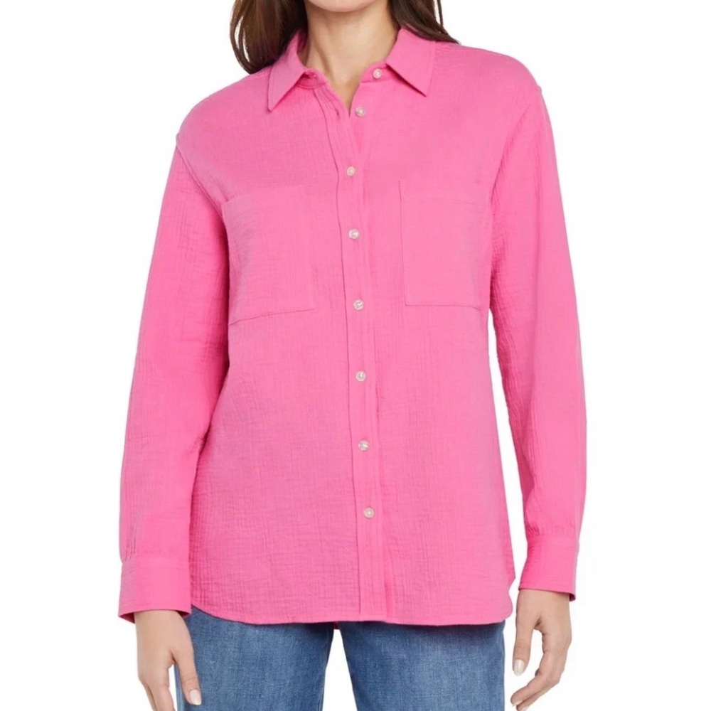 GAP Pink Gauze Button-Up Shirt Large Lightweight long sleeve large NEW